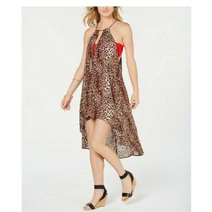 NWT INC Cover Up Animal Print Brown Black One Size OS Beach Swim Coverup Dress